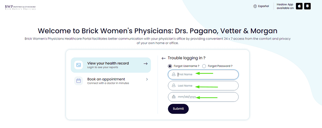 Brick Womens Physicians Patient Portal 