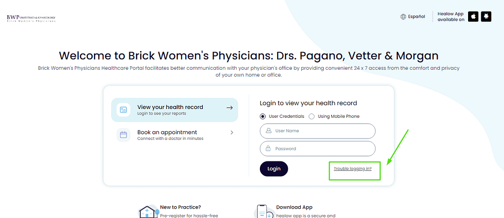 Brick Womens Physicians Patient Portal