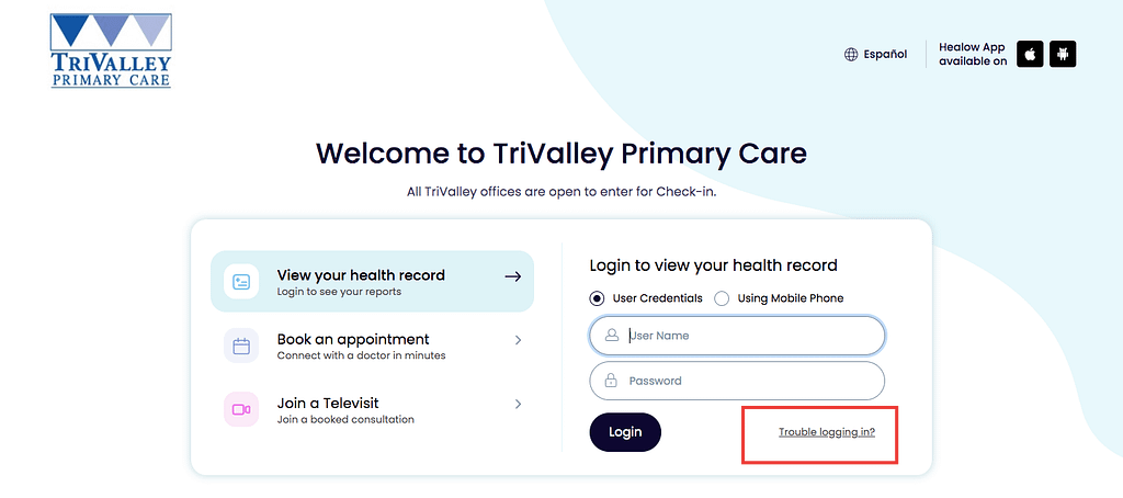 Tri-Valley Patient Portal