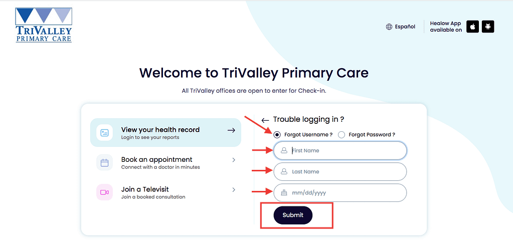 Tri-Valley Patient Portal
