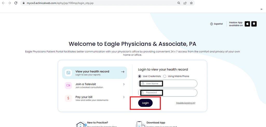 Eagle Patient Portal Login