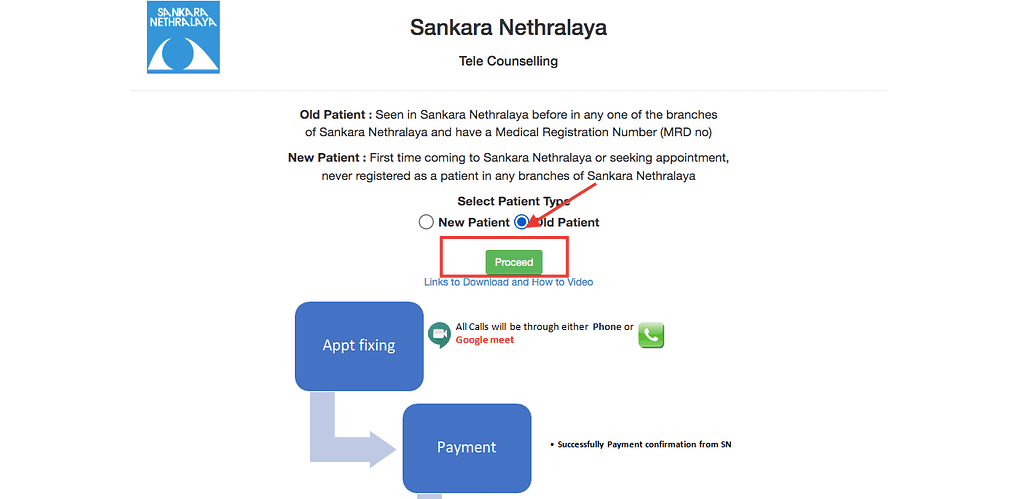 Sankara Nethralaya Patient Portal