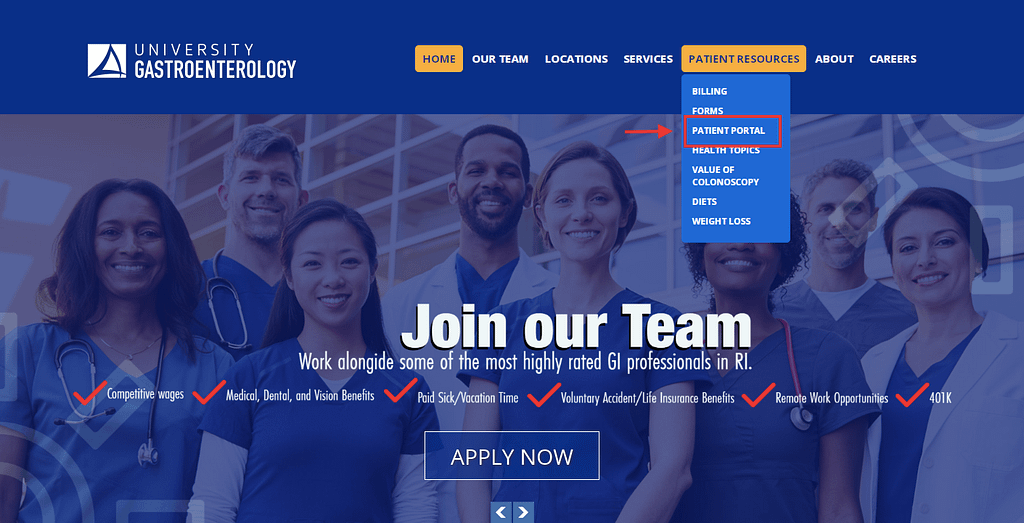 University Gastroenterology Patient Portal