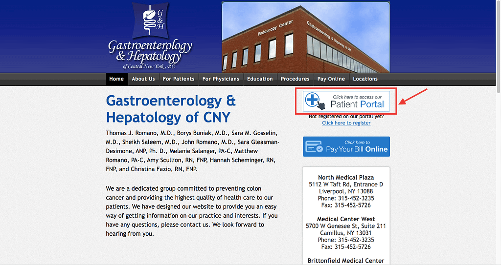 CNY Gastroenterology Patient Portal