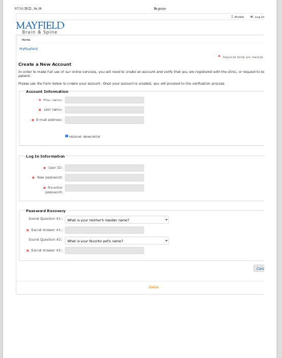 Mayfield Brain And Spine Patient Portal
